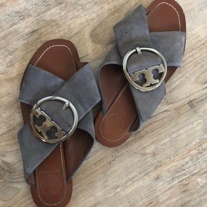 Gray Suede Wrap Tory Burch Sandals